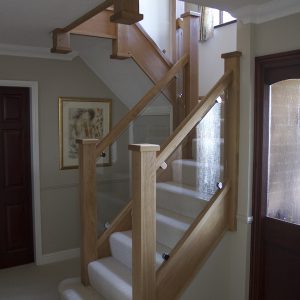 Oak and glass staircase transformation in Burbage