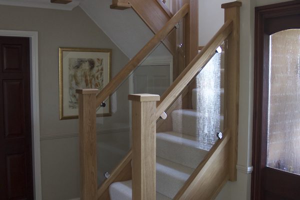 Oak and glass staircase transformation in Burbage