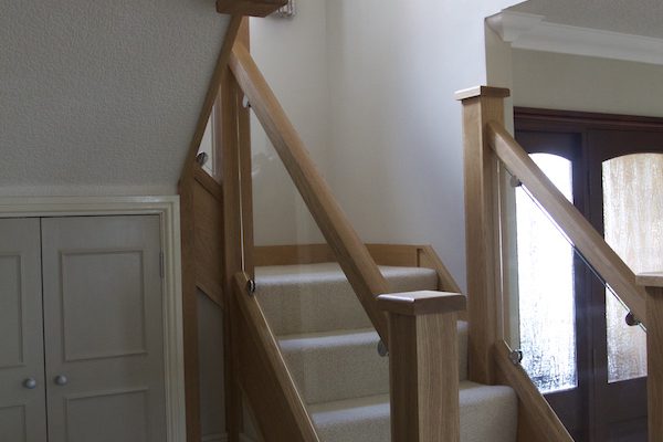 Oak and glass staircase transformation in Burbage