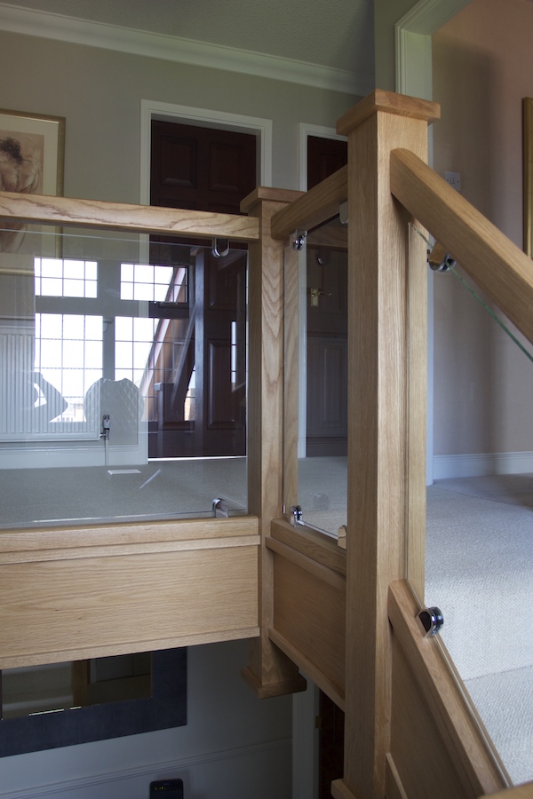 Oak and glass staircase transformation in Burbage