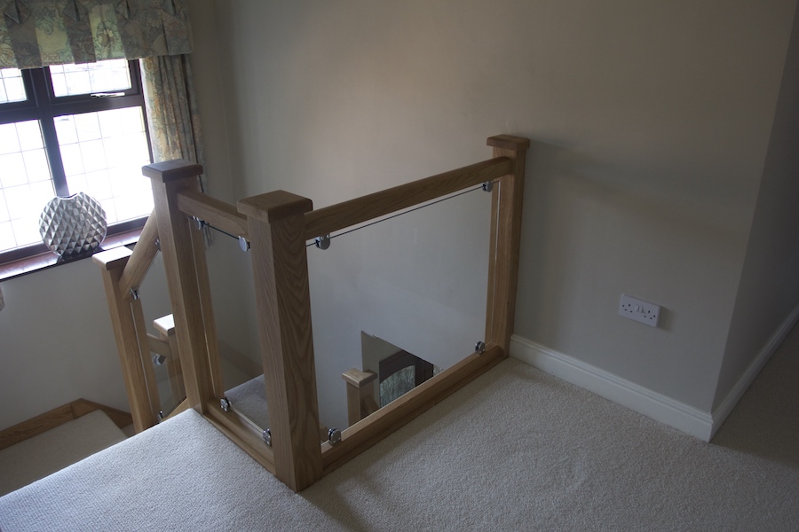 Oak and glass staircase transformation in Burbage